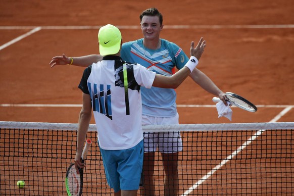 Dominic Stricker et Leandro Riedi en finale de Roland-Garros juniors 2020.