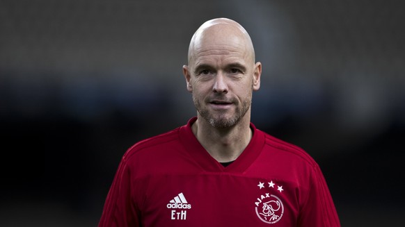 Ajax head coach Erik Ten Hag attends a training session in Athens, on Monday Nov. 26, 2018. Ajax will face AEK for a Group E Champions League soccer match in Athens, on Tuesday. (AP Photo/Petros Giann ...