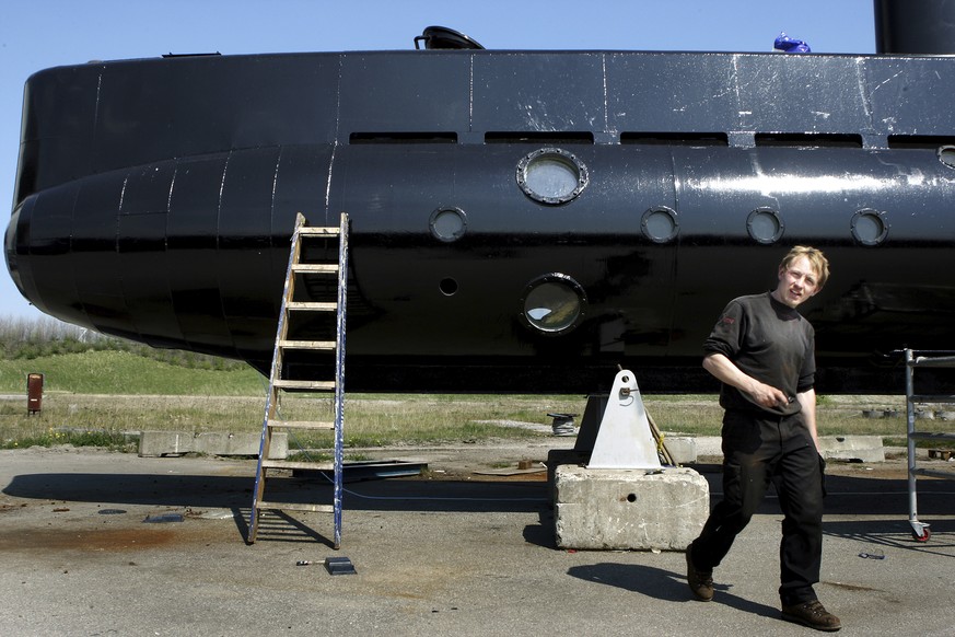 FILE - This April 30, 2008 file photo, shows a submarine and its owner Peter Madsen. Danish police confirmed Wednesday Aug. 23, 2017, a headless torso found on a beach off Copenhagen has been identifi ...