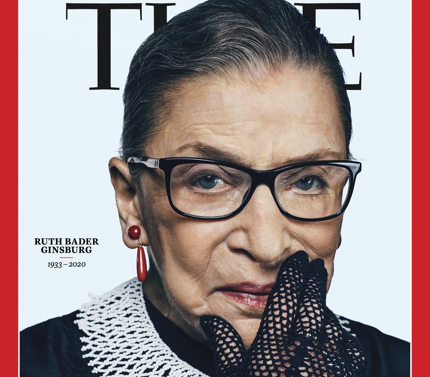 This photo provided by Time shows the cover of Time magazine with tribute Supreme Court Justice Ruth Bader Ginsurg on the cover. Time will feature Ginsburg for an October double issue presenting the 2 ...