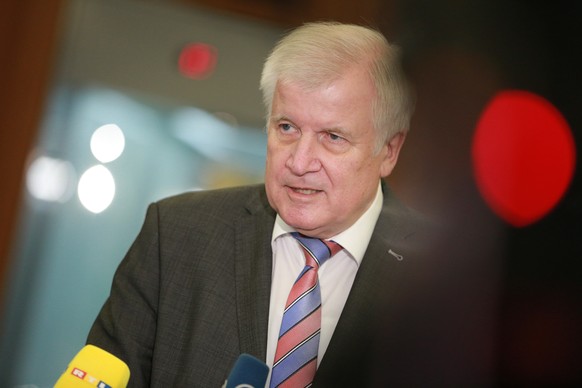 epa08466679 Germany&#039;s Minister of the Interior Horst Seehofer meets the press after speaking with the Justice and Home Affairs Council of the European Union, in Berlin, Germany, 05 June 2020. EPA ...