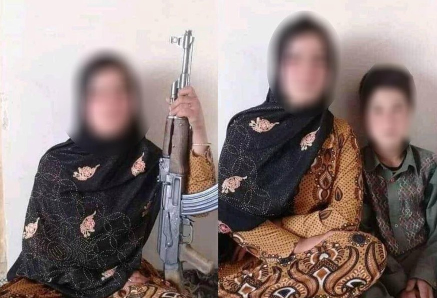 Qamar Gul (links) und ihr kleiner Bruder mit der AK-47 ihrer von Taliban erschossenen Eltern.