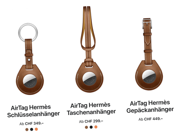 AirTag Hermès – Schlüsselanhänger kostet 349 Franken.
https://www.apple.com/ch-de/shop/select-airtag-hermes
