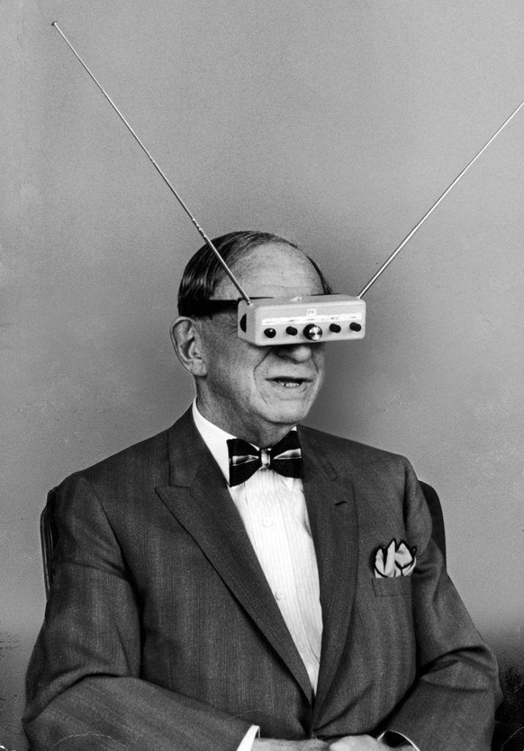 UNITED STATES - JANUARY 01: Inventor Hugo Gernsback - TV Glasses. (Photo by Alfred Eisenstaedt/The LIFE Picture Collection via Getty Images)