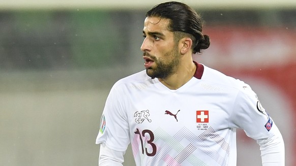 Switzerland&#039;s defender Ricardo Rodriguez in action during the UEFA Euro 2020 qualifying Group D soccer match between Switzerland and Georgia at the Kybunpark stadium in St. Gallen, Switzerland, F ...