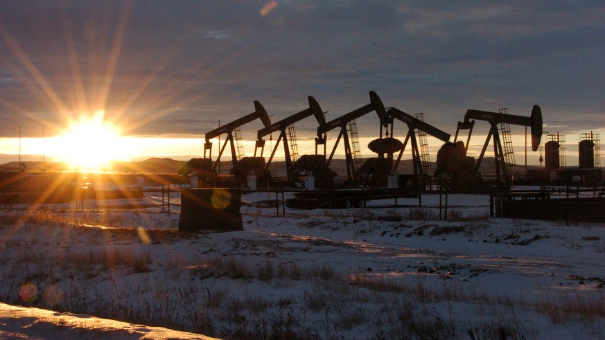 FILE - This Jan. 14, 2015 file photo shows oil pump jacks in McKenzie County in western North Dakota. President Joe Biden shut down oil and gas lease sales from the nation&#039;s vast public lands and ...
