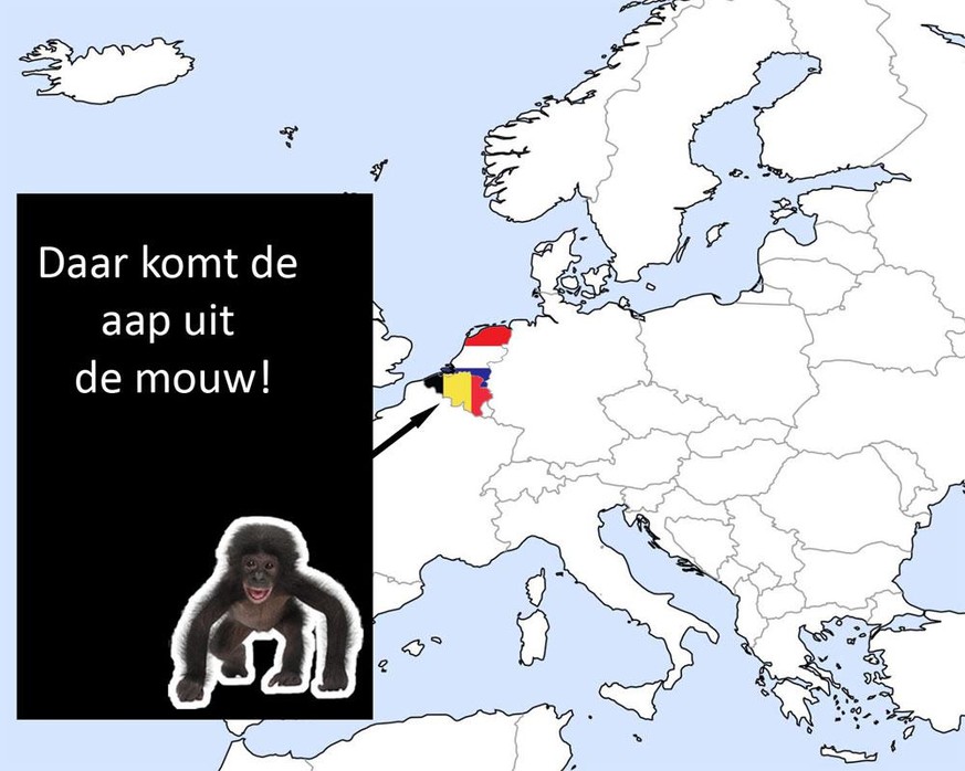 Karte: Redewendungen mit Tieren in Europa, Niederlande, Belgien