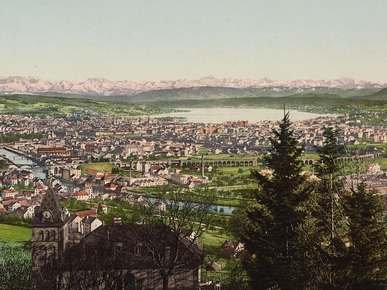 Panorama von Zürich, Anfang des 20. Jahrhunderts.