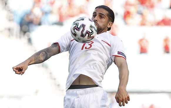 epa09264555 Ricardo Rodriguez of Switzerland in action during the UEFA EURO 2020 group A preliminary round soccer match between Wales and Switzerland in Baku, Azerbaijan, 12 June 2021. EPA/Valentin Og ...