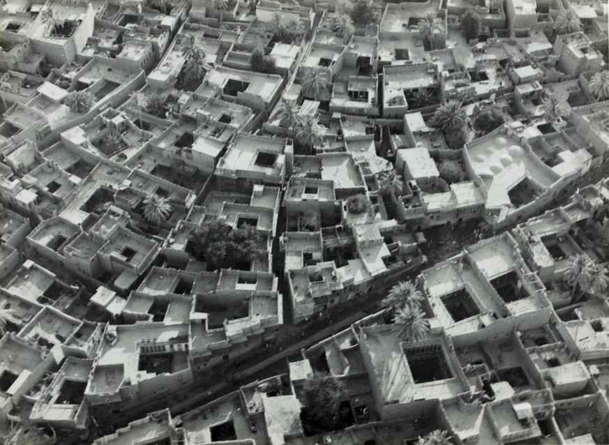 Luftaufnahme des Wohnviertels Harun al-Raschid in der Altstadt Bagdads (um 1930).&nbsp;