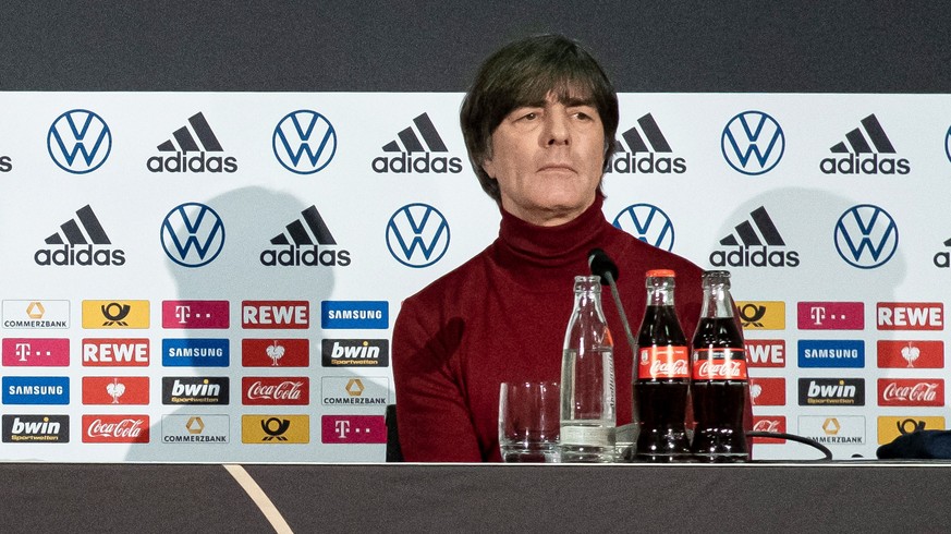 epa08868525 A handout photo made available by the German Football Association (DFB) shows German national soccer team head coach Joachim Loew during a press conference in Frankfurt am Main, Germany, 0 ...
