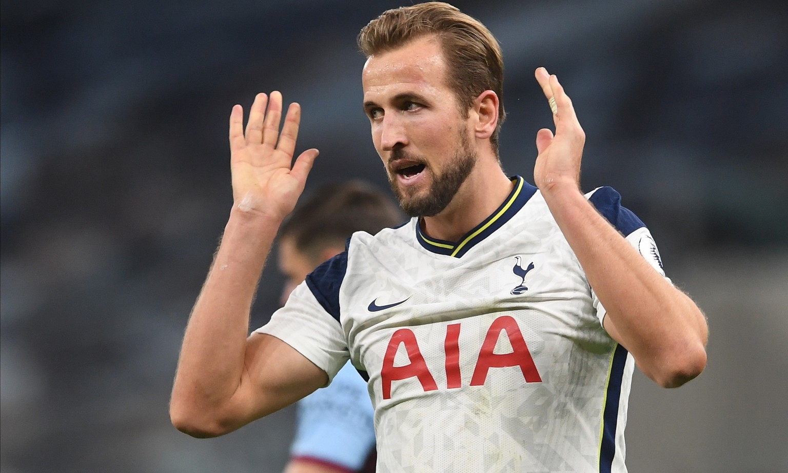 epa08755860 Tottenham&#039;s Harry Kane reacts during the English Premier League soccer match between Tottenham Hotspur and West Ham United in London, Britain, 18 October 2020. EPA/Neil Hall / POOL ED ...