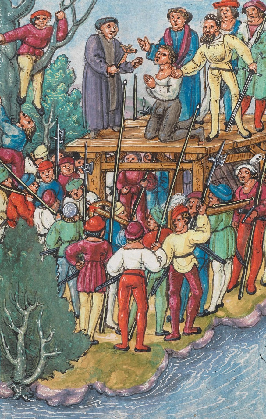 Hinrichtung von Hans Waldmann in der Luzerner Chronik von Diebold Schilling, 1513.
https://www.e-codices.ch/de/kol/S0023-2/299/0/Sequence-1291