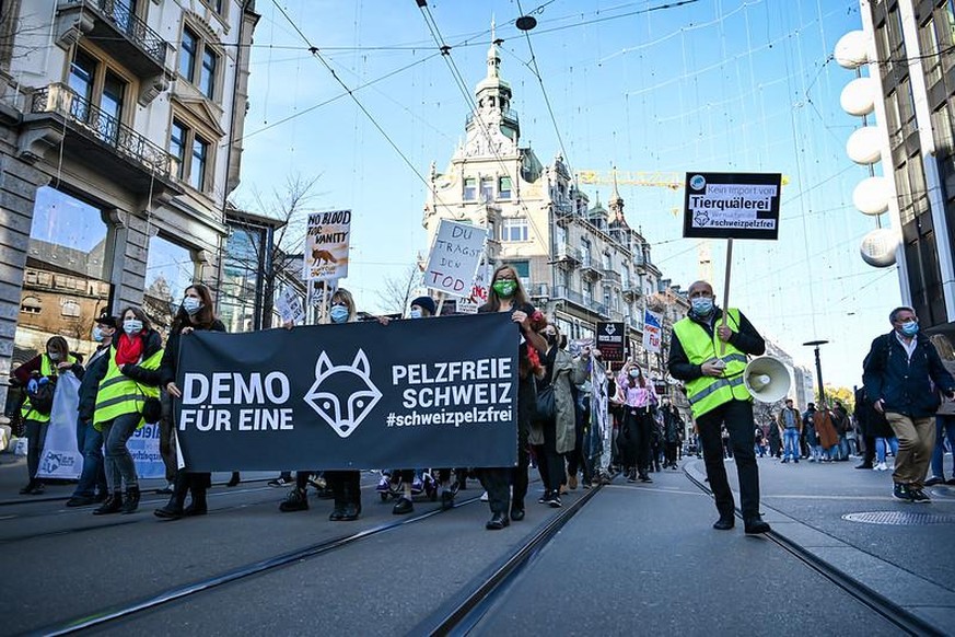 Demo gegen Pelz-Import in Zürich, 14.11.2020