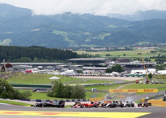 epa08365905 (FILE) General view after the Start during the race of the Formula One Grand Prix of Austria in Spielberg, Austria, 03 July 2016, re-issued 16 April 2020. As media reports, Aston Martin Re ...