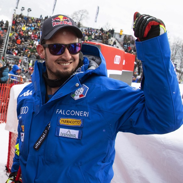 epa07318000 Dominik Paris of Italy reacts in the finish area during the men&#039;s Downhill race of the FIS Alpine Skiing World Cup in Kitzbuehel, Austria, 25 January 2019. EPA/CHRISTIAN BRUNA