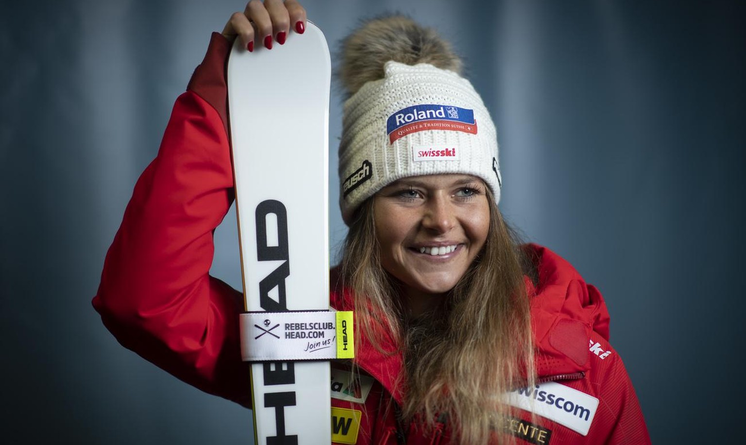 Corinne Suter of Switzerland, pictured at a press event in an underground parking lot at the FIS Alpine Ski World Cup season in Soelden, Austria, on Friday, October 16, 2020. The Alpine Skiing World C ...
