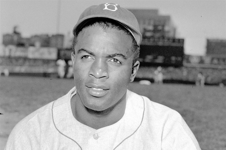 FILE - This is an April 18, 1948, portrait of Brooklyn Dodgers baseball player Jackie Robinson. It&#039;s Jackie Robinson Day across the big leagues on Friday, Aug. 28, 2020, as baseball honors the ma ...