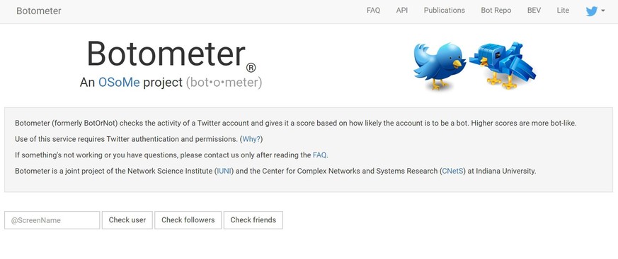 Screenshot Botometer
https://botometer.iuni.iu.edu/#!/