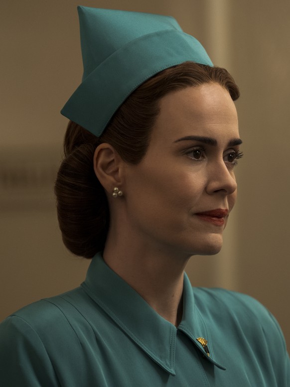 This image released by Netflix shows Sarah Paulson in a scene from &quot;Ratched.&quot; Paulson was nominated for a Golden Globe for best actress in a drama for her role in the television series. The  ...