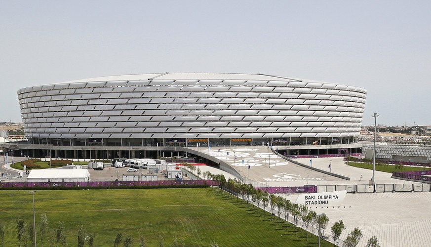 epa07560183 (FILE) - General view of the Olympic Stadium in Baku, Azerbaijan, 09 June 2015 (re-issued on 10 May 2019). Chelsea FC will face Arsenal FC in the 2019 UEFA Europa League final at the Olymp ...