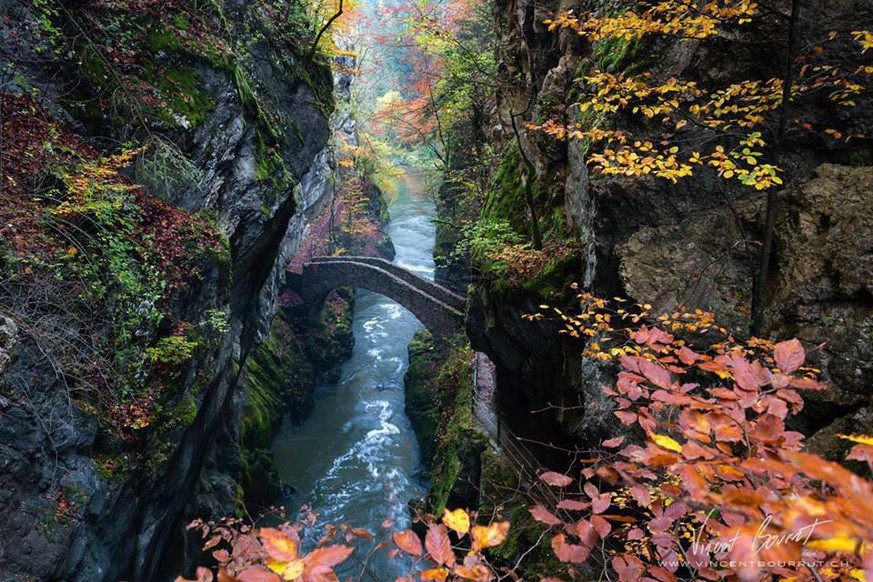 Schweiz A bridge in the Areuse Gorge in Switzerland. I&#039;m pretty sure Elves live here.
