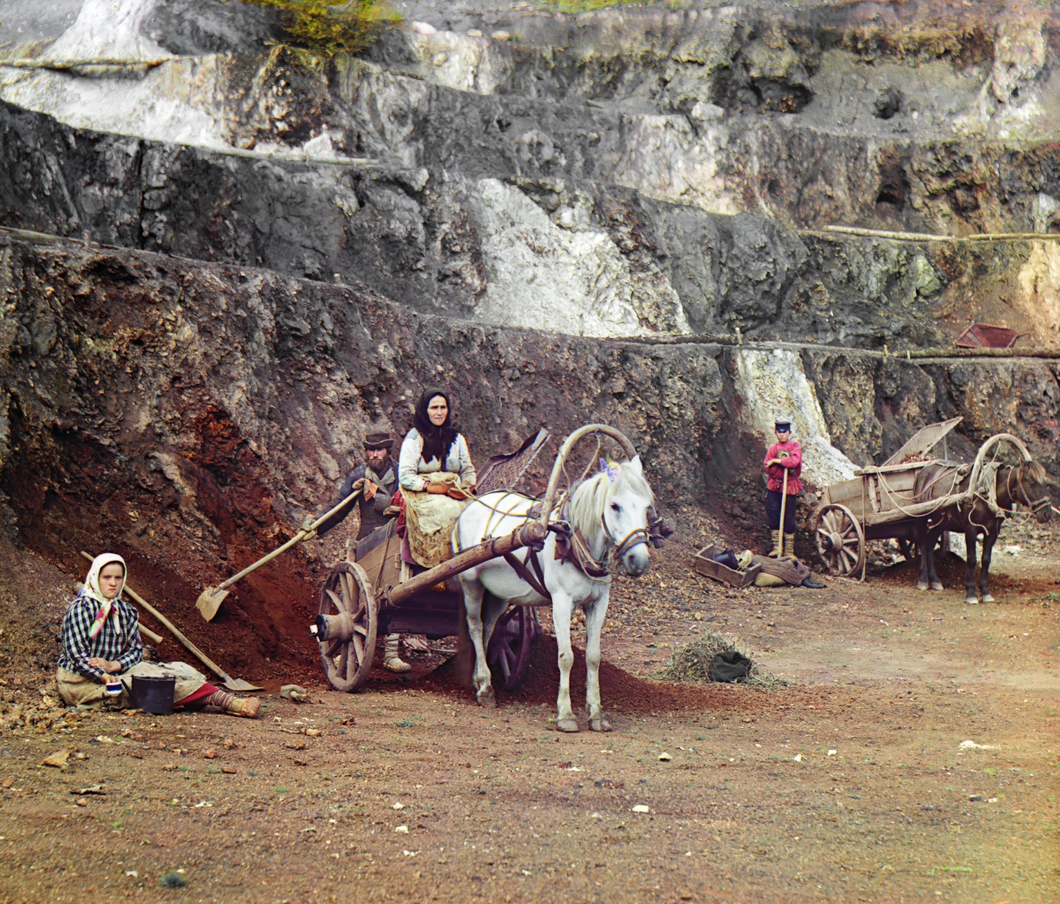 Arbeiter in einer Eisenerzgrube bei Bakal im südlichen Ural.