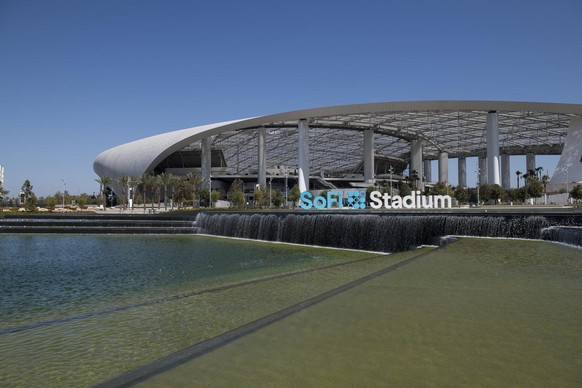 General exterior view of SoFi Stadium, the future home of the Los Angeles Rams Saturday, Aug. 29, 2020, in Inglewood, Calif. (AP Photo/Kyusung Gong)