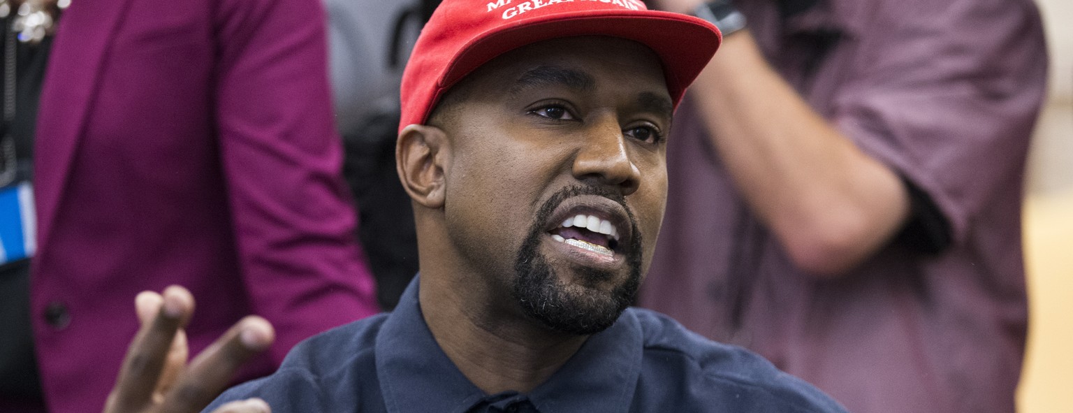 epa08528940 (FILE) - US entertainer Kanye West speaks during a meeting with US President Donald J. Trump in the Oval Office of the White House in Washington, DC, USA, 11 October 2018 (reissued 05 July ...