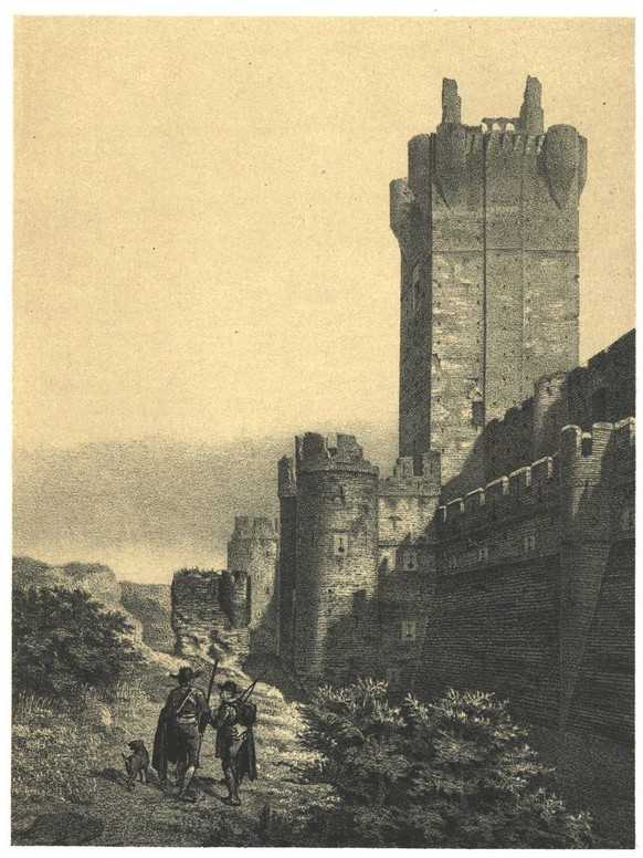 Das Castillo de la Mota in Medina del Campo 1861 gezeichnet. Hier wurde Johanna für kurze Zeit eingesperrt.