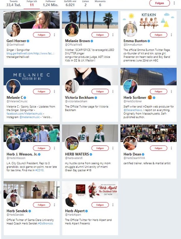 Diesen elf Twitter-Accounts folgt KFC.