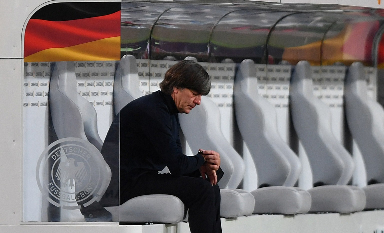 epa08644464 Head coach Joachim Loew of Germany pictured prior to the UEFA Nations League match between Germany and Spain in Stuttgart, Germany, 03 September 2020. EPA/Philipp Guelland