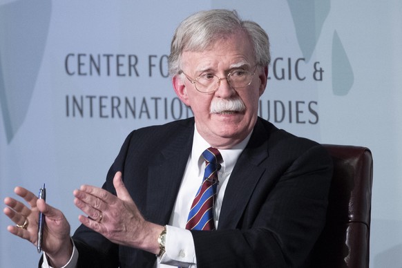 epa07882528 Former US National Security Advisor John Bolton participates in a discussion after delivering the keynote address of the &#039;JoongAng Ilbo-CSIS Forum 2019&#039; at the Center for Strateg ...