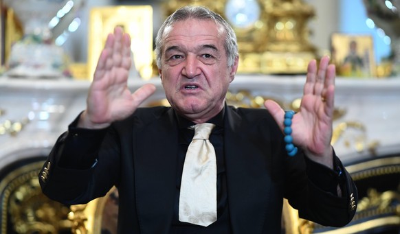BUCHAREST: GIGI BECALI press conference, PK, Pressekonferenz Gigi Becali, the owner of FCSB (former Steaua Bucharest), reacts during a press conference appointing the head coach, Bogdan Arges Vintila  ...