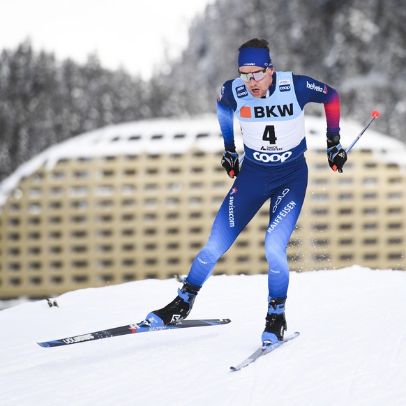 Erwan Kaeser of Switzerland during the men&#039;s 15km free style competition at the Davos Nordic FIS Cross Country World Cup in Davos, Switzerland, on Sunday, December 13, 2020. (KEYSTONE/Gian Ehrenz ...