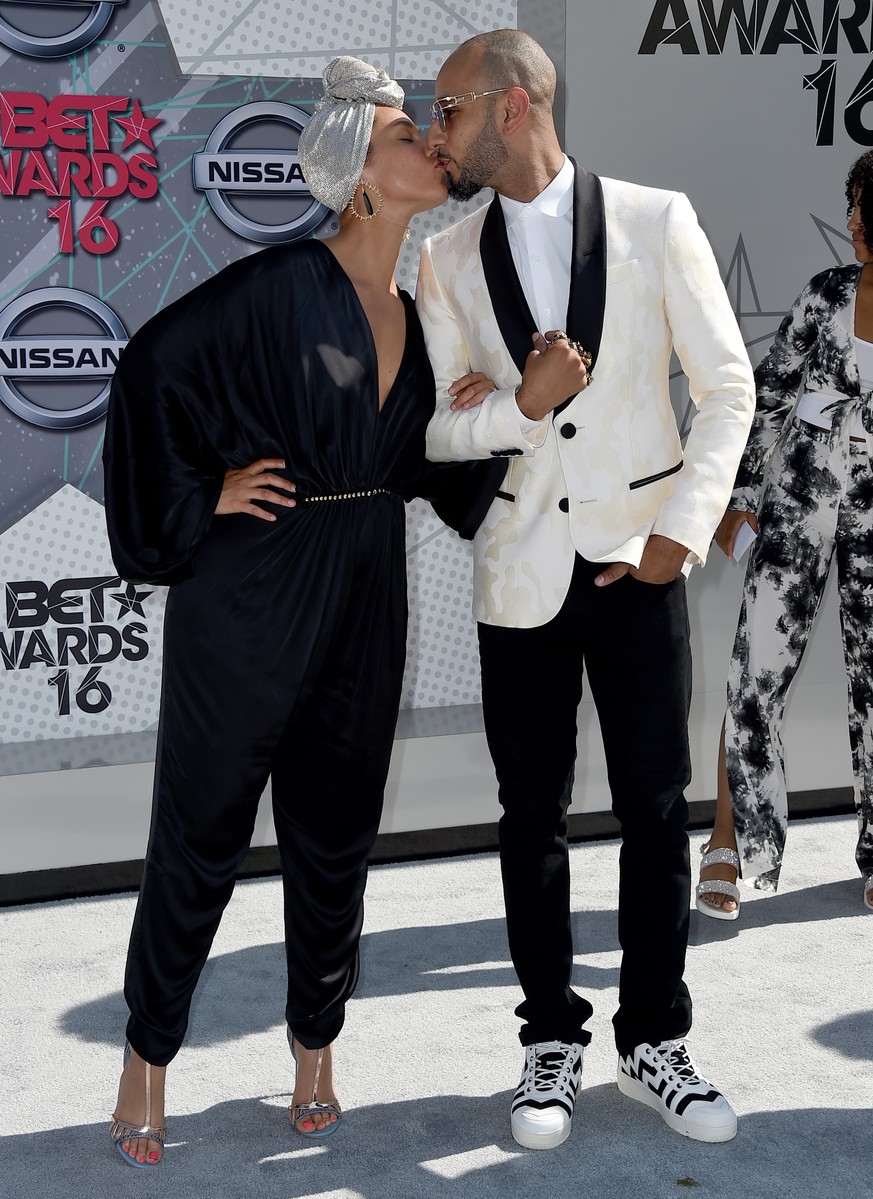 Alicia Keys, left, and Swizz Beatz arrive at the BET Awards at the Microsoft Theater on Sunday, June 26, 2016, in Los Angeles. (Photo by Jordan Strauss/Invision/AP)