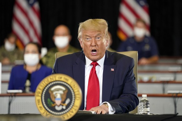 President Donald Trump speaks during a briefing on counternarcotics operations at U.S. Southern Command, Friday, July 10, 2020, in Doral, Fla. (AP Photo/Evan Vucci)
Donald Trump
