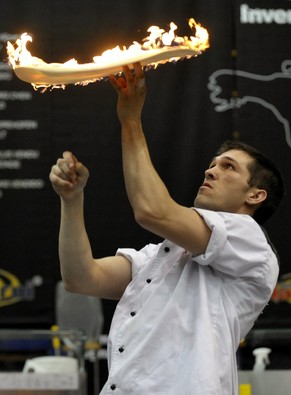 Der Amerikaner Patrick Miller bei der Pizza in Salsomaggiore Terme anno 2011.