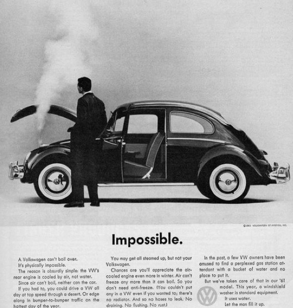 vintage retro vw auto werbung http://www.brandstoryonline.com/volkswagon-ads-years/
