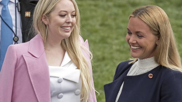 April 2, 2018 - Washington, District of Columbia, United States of America - Tiffany Trump, left, and Vanessa Trump, wife of Donald Trump Jr., right, as they attend the annual White House Easter Egg R ...