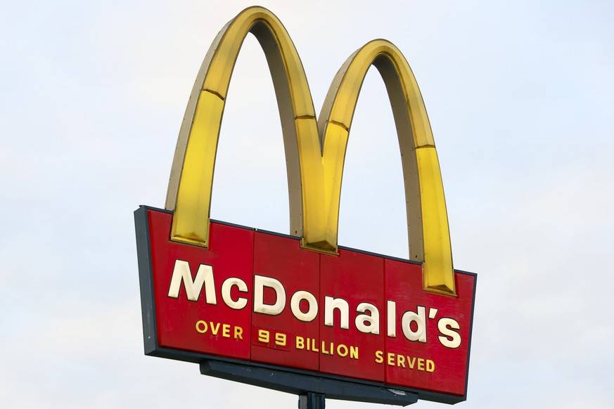 In this Jan. 14, 2019, photo, the iconic sign of McDonald&#039;s restaurant stands outside a franchise in Wilkinsburg, Pa. Chinese nationalists are accusing a McDonald’s advertisement in Taiwan of sup ...