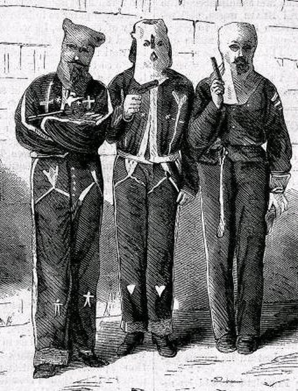 Mitglieder des Ku-Klux-Klans in Mississippi, 1871.