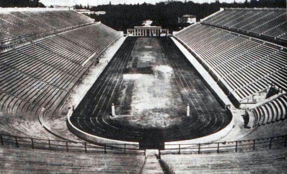 So sah das Panathinaiko-Stadion bei den ersten Olympischen Spielen aus.