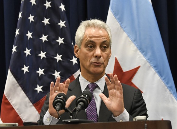 FILE - In this Jan. 25, 2017 photo, Chicago Mayor Rahm Emanuel speaks during a press conference where sanctuary cities, which don&#039;t arrest or detain immigrants living in the U.S. illegally, and C ...