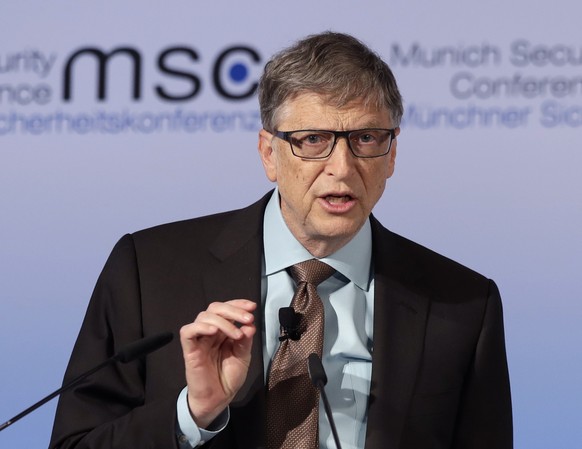 Microsoft founder Bill Gates speaks during the Munich Security Conference in Munich, Germany, Saturday, Feb. 18, 2017. The annual weekend gathering is known for providing an open and informal platform ...