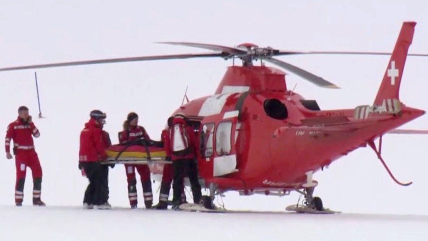 SCREENSHOT SRF - Lara Gut of Switzerland is transported by helicopter after an accident during the warm up for the slalom in the women alpine combined race at the 2017 FIS Alpine Skiing World Champion ...