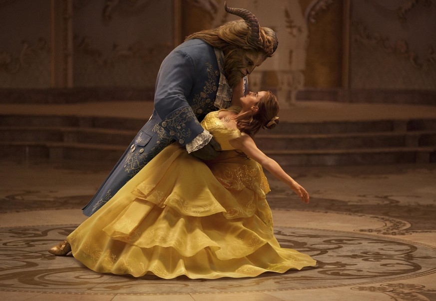 FILE - This file image released by Disney shows Dan Stevens as The Beast, left, and Emma Watson as Belle in a live-action adaptation of the animated classic &quot;Beauty and the Beast.&quot; Bolstered ...