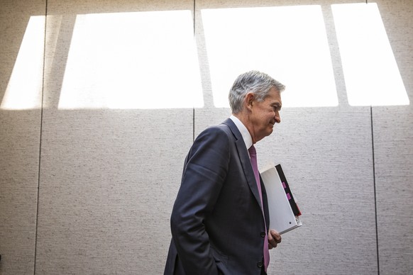 epaselect epa07993703 US Federal Reserve Board Chairman Jerome Powell leaves after testifying before the US Senate Joint Economic Committee, on Capitol Hill in Washington, DC, USA, 13 November 2019. T ...