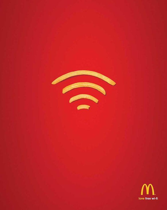 Diese Fastfood–Kette wirbt für gratis Wi–Fi.