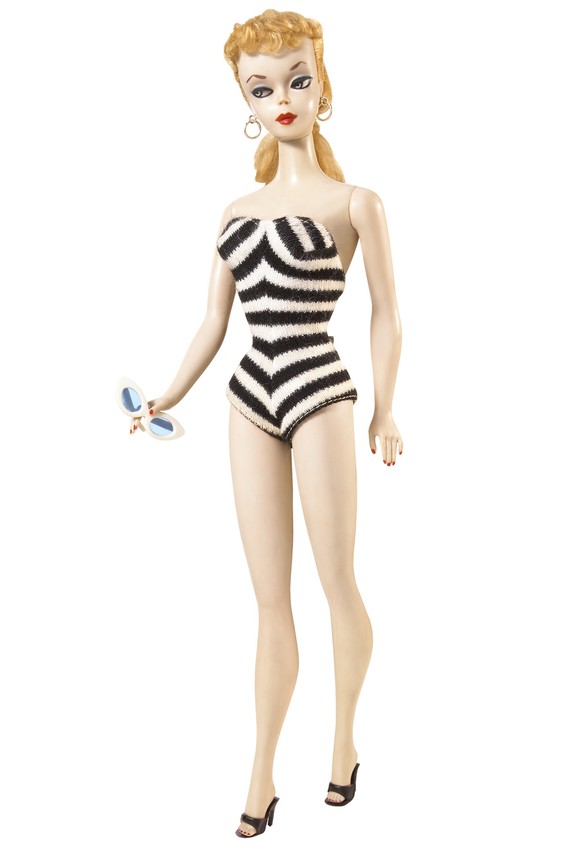 This photo provided by Mattel shows the 1959 Teenage Fashion Model Barbie doll. (Mattel via AP)